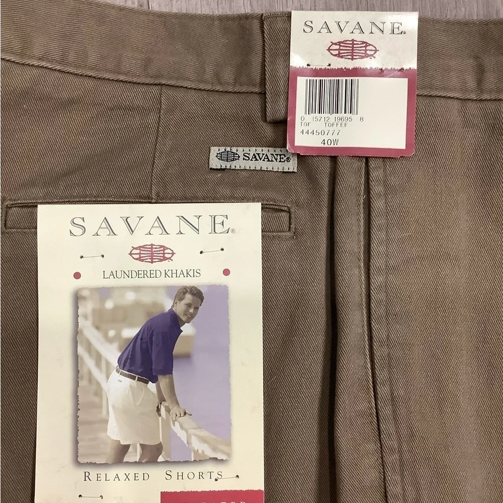 Men's Savane 40 XL Shorts Toffee Pleated Chino Khakis 4 Pockets Golf Cotton NWT - Picture 7 of 8
